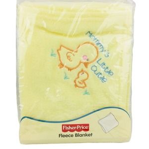 Fisher Price Mommy's Little Cutie Baby Blanket Yellow‎ Fleece Ducks 30x40 Unisex
